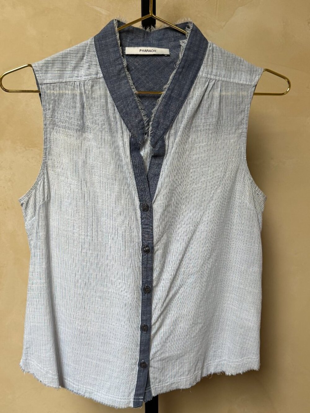 PHARAOH COLLECTION Sleeveless button-up top 100% Japanese Cotton Size 0